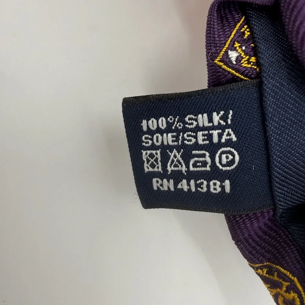 Vintage Polo Ralph Lauren Purple Silk Repp Tie Crested Lion Emblematic Italy